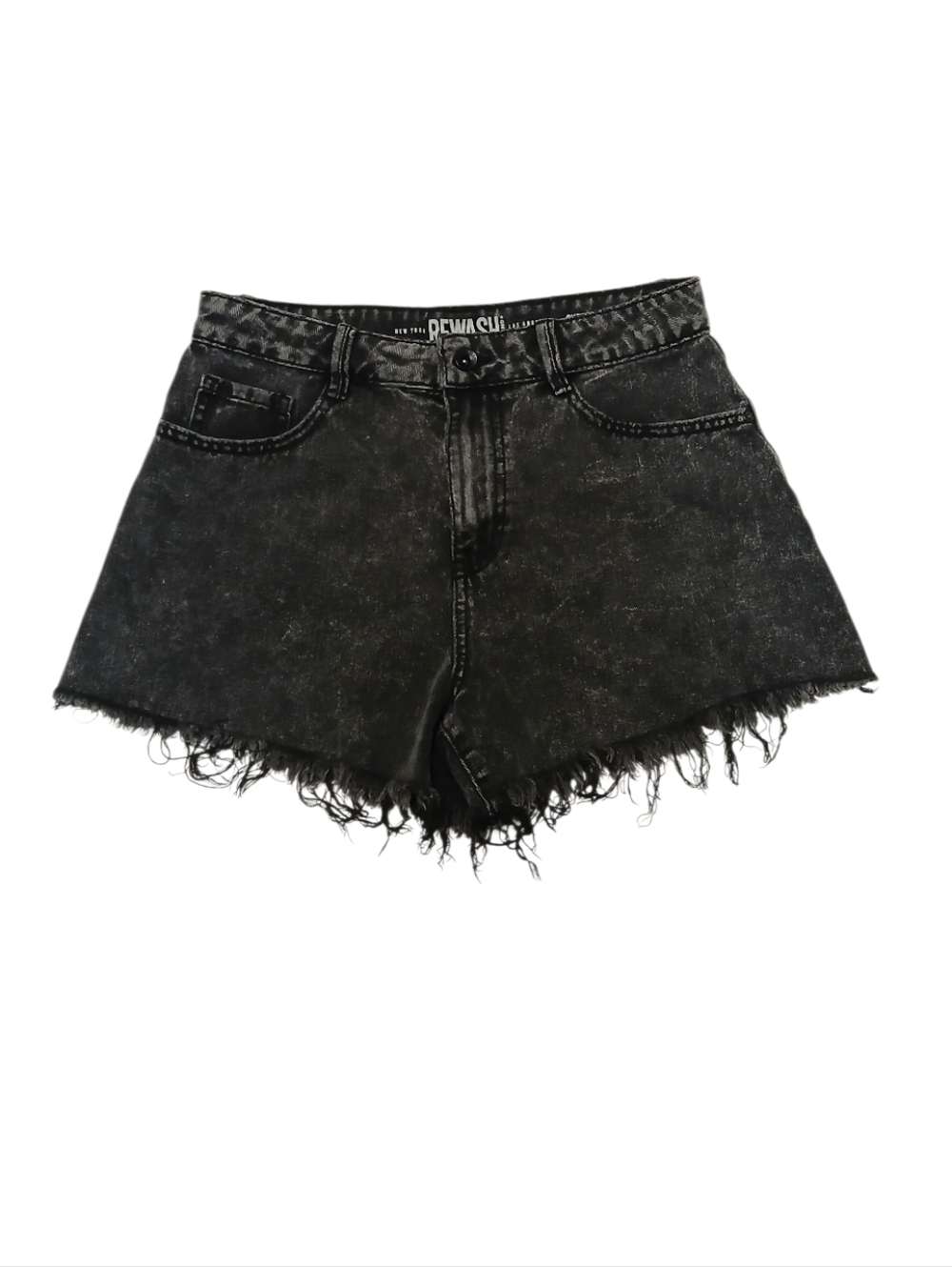 Rewash Brand Junior's Super High Rise Acid Wash Denim Shorts-Size 7/28